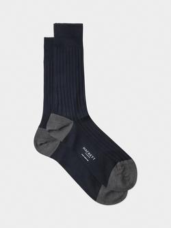 Hackett London Ribbed Cotton Socks, Navy