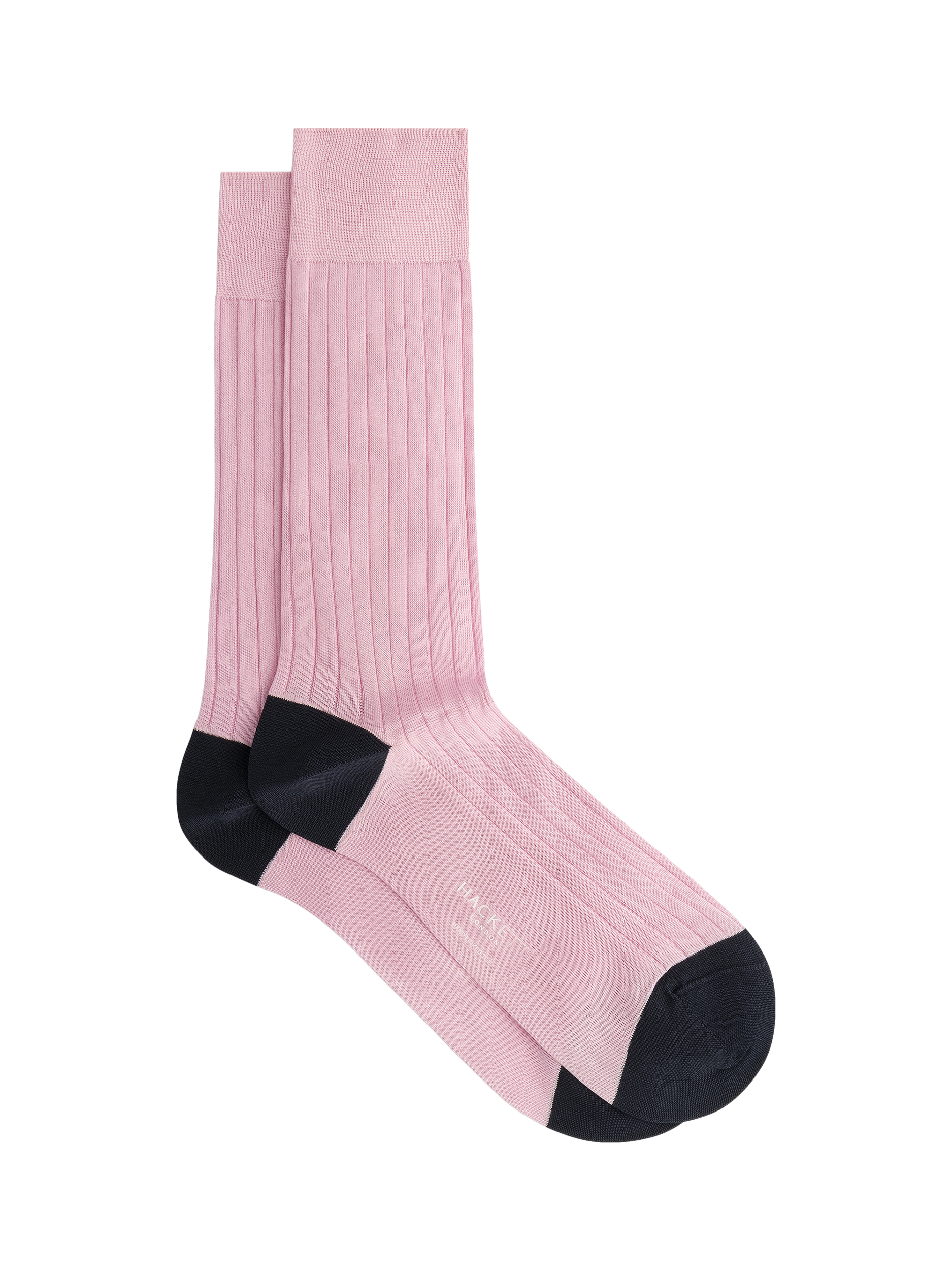 Product image 1 of 4, which shows Hackett London Ribbed Cotton Socks, College Pink, S-M