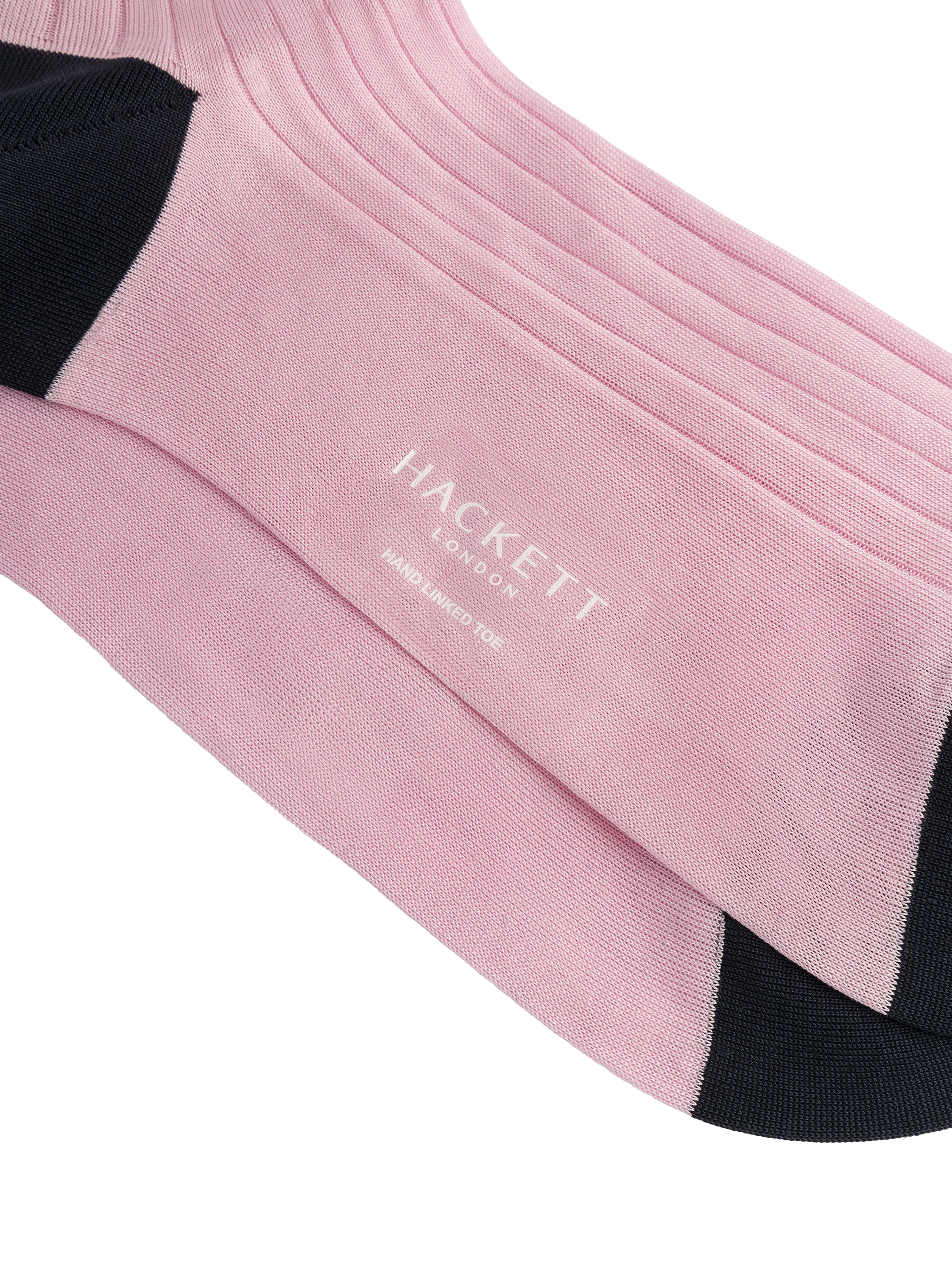 Product image 3 of 4, which shows Hackett London Ribbed Cotton Socks, College Pink, S-M