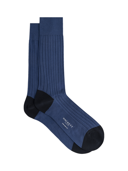 Hackett London Ribbed Cotton Socks, Royal Blue
