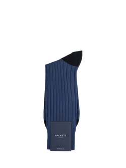 Hackett London Ribbed Cotton Socks - view 2, Royal Blue