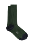 Hackett London Ribbed Cotton Socks, Bottle Green