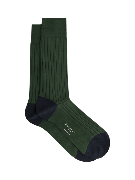 Hackett London Ribbed Cotton Socks, Bottle Green