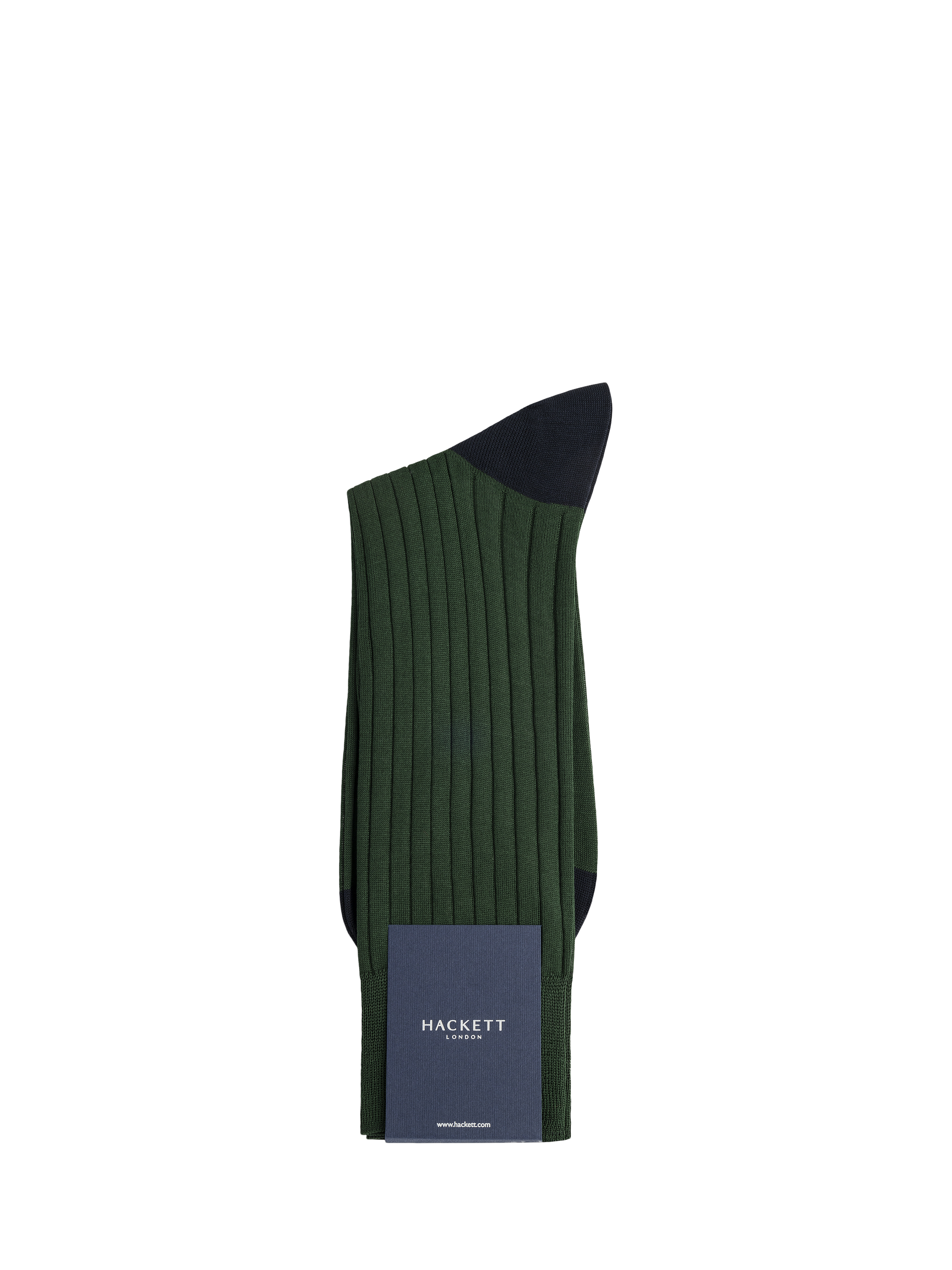 Product image 2 of 4, which shows Hackett London Ribbed Cotton Socks, Bottle Green, S-M