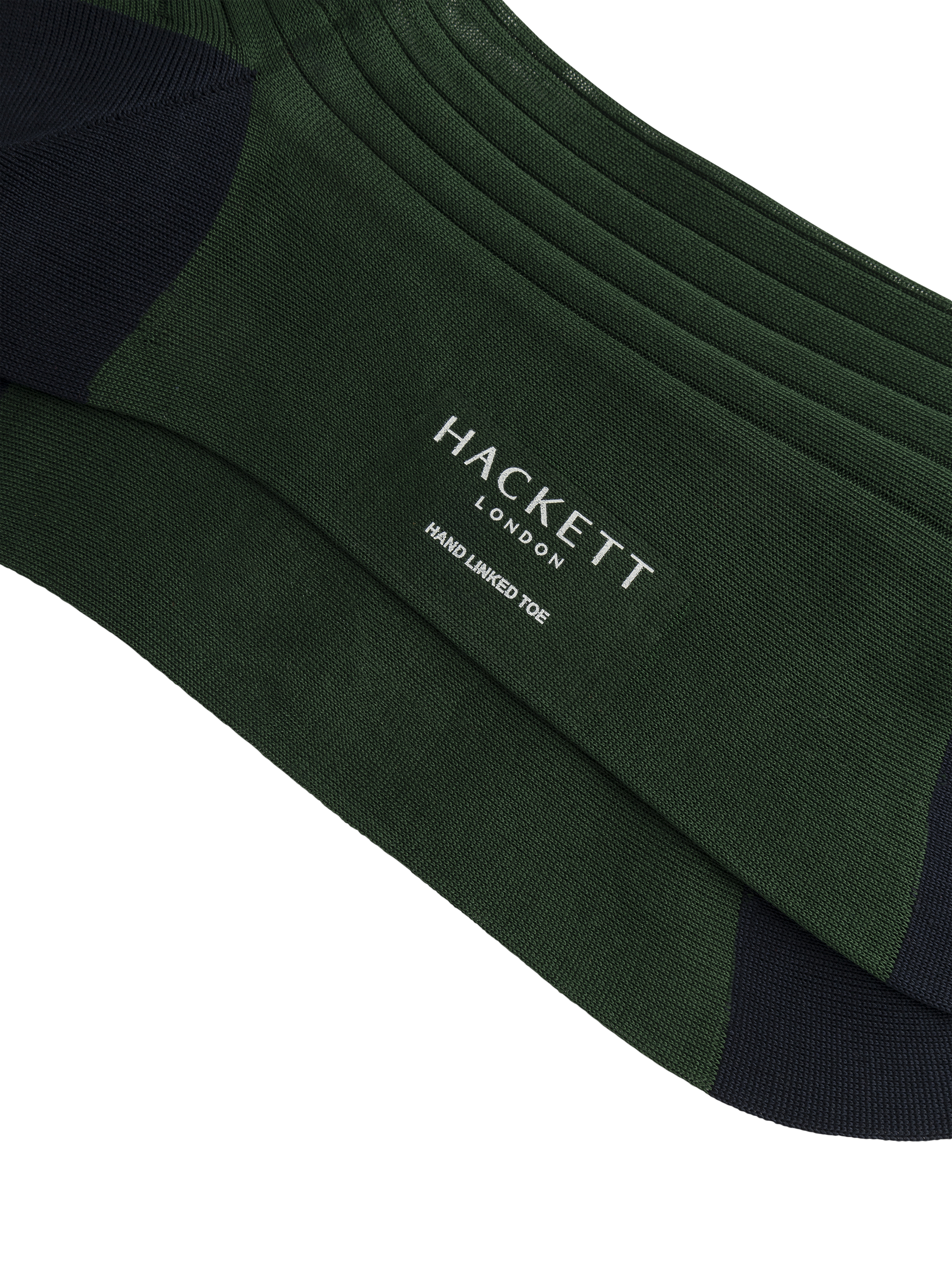 Product image 3 of 4, which shows Hackett London Ribbed Cotton Socks, Bottle Green, S-M