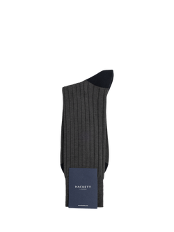 Hackett London Ribbed Cotton Socks - view 2, Charcoal Grey