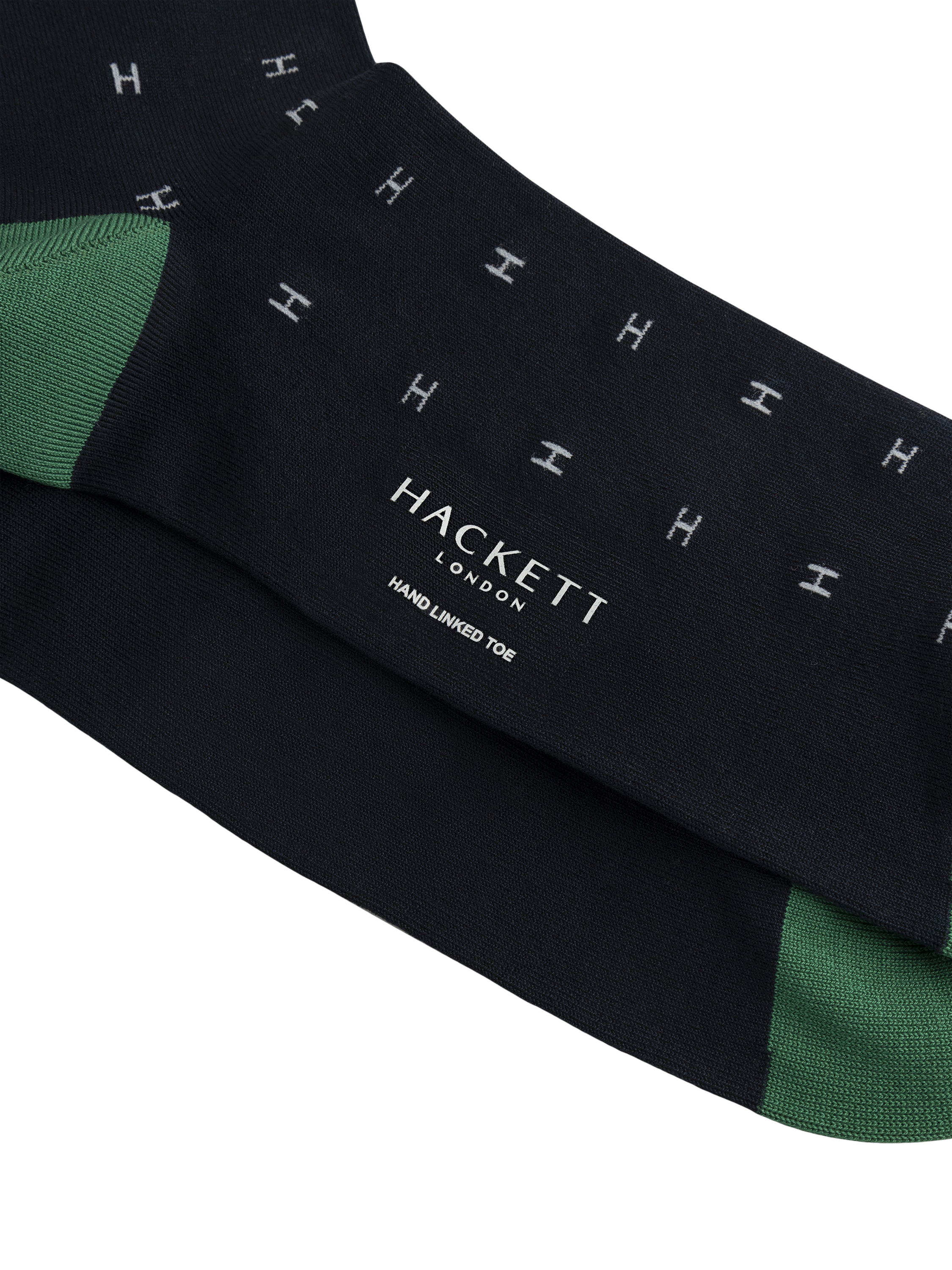 Product image 3 of 4, which shows Hackett London H Pattern Crew Socks, Ink Blue, M-L