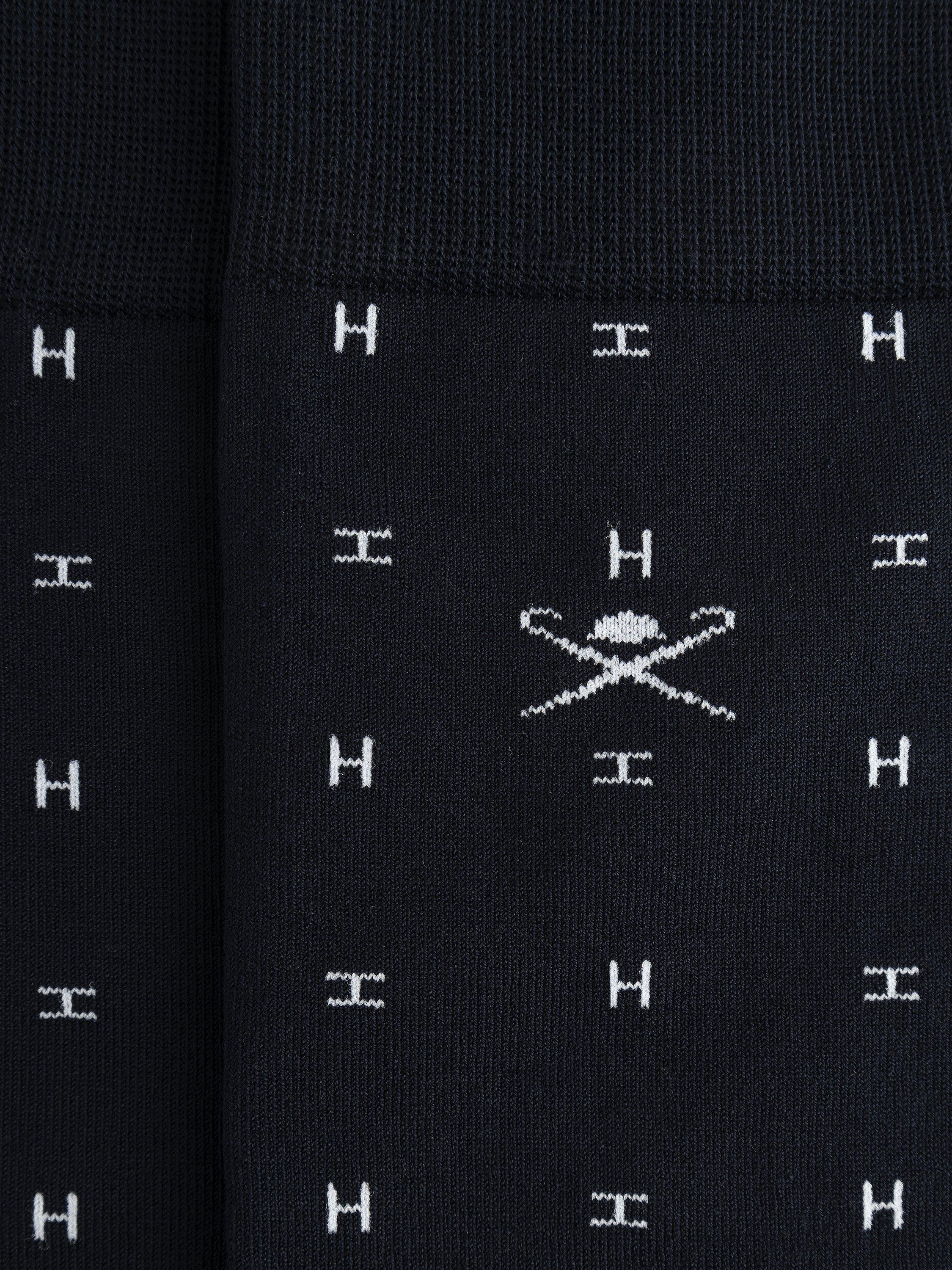 Product image 4 of 4, which shows Hackett London H Pattern Crew Socks, Ink Blue, M-L