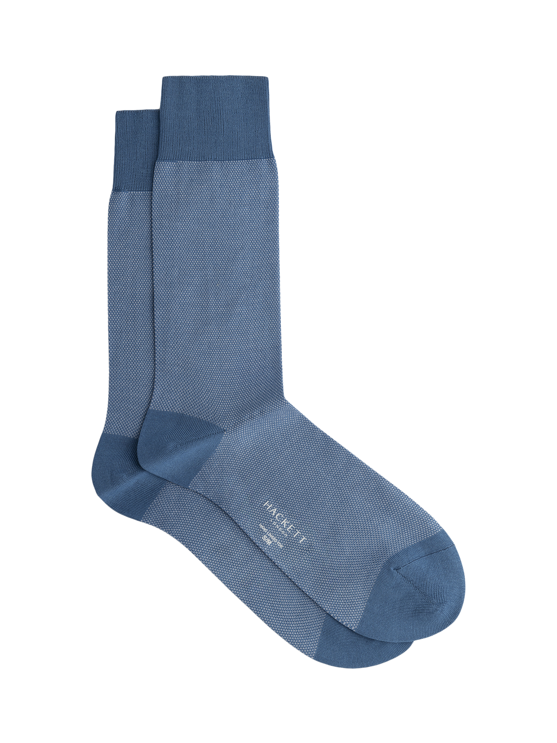 Product image 1 of 4, which shows Hackett London Birdseye Pattern Cotton Socks, Sea Blue, M-L