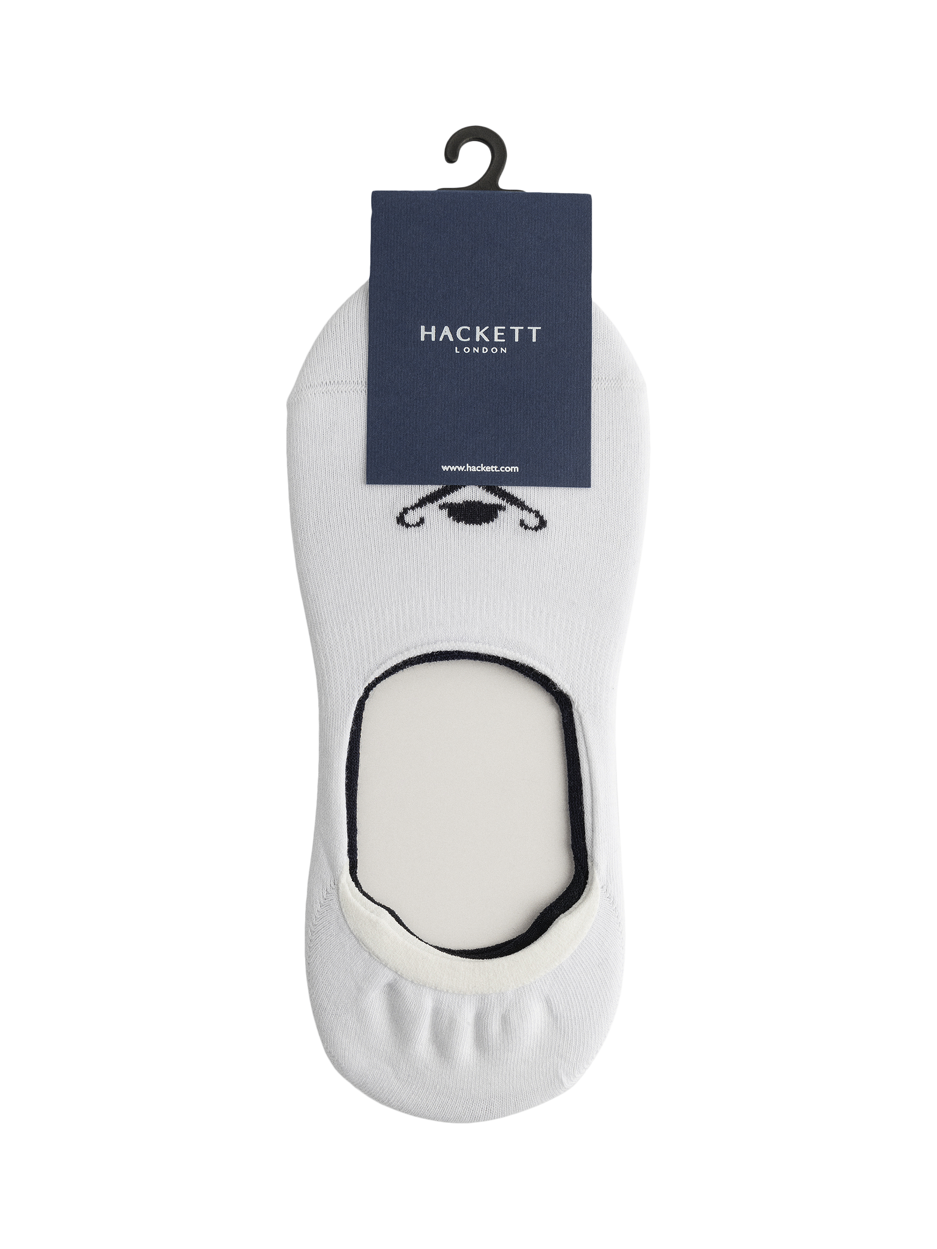 Product image 2 of 4, which shows Hackett London Combed Cotton Mix No-Show Socks, Pack of 2, Navy/White, S-M