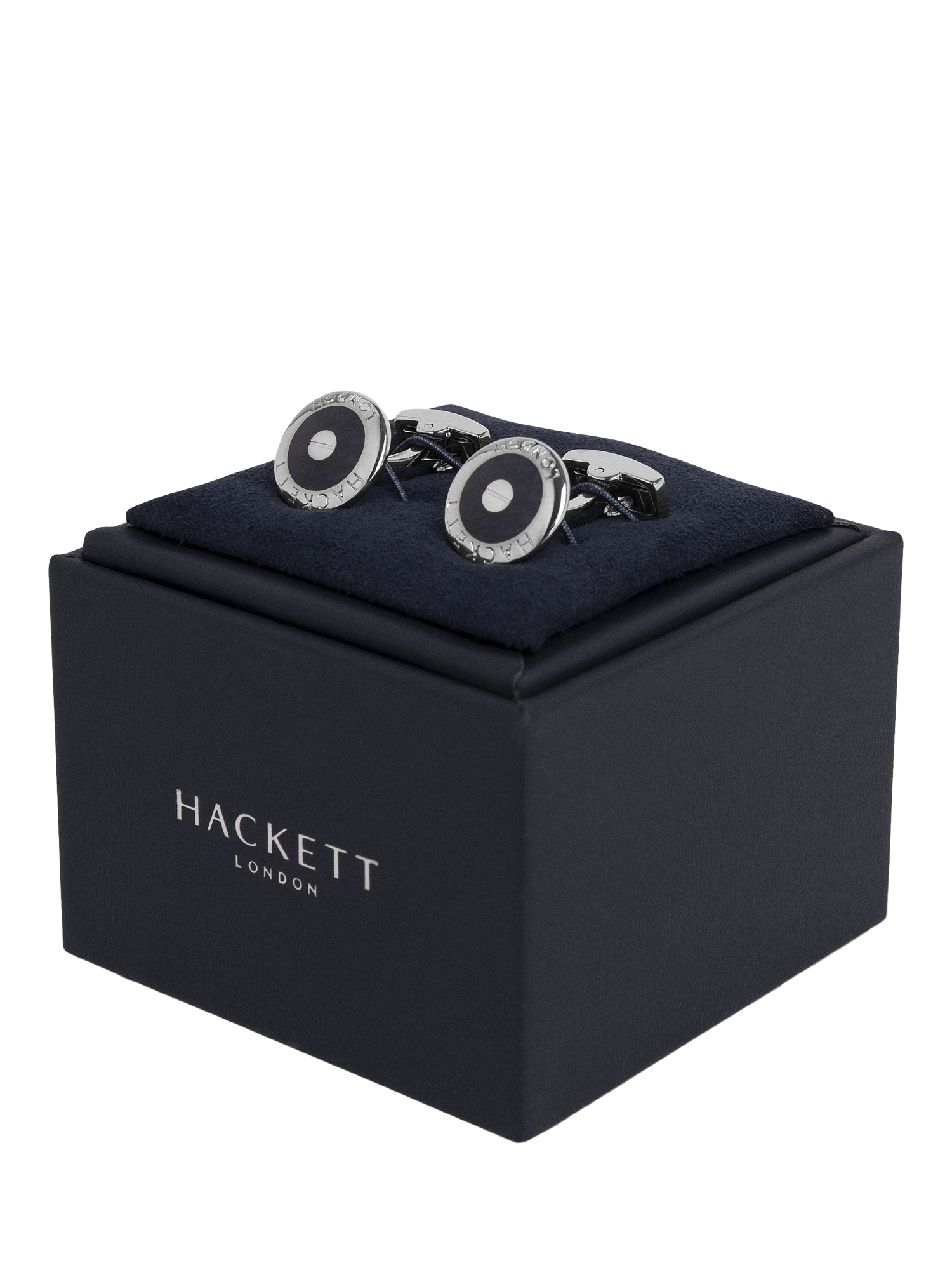 Hackett London High Polish Round Cufflinks, Navy