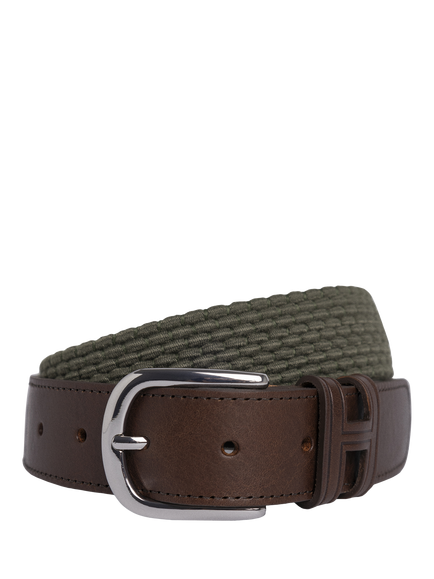 Hackett London Parachute Stretch Belt, Khaki Green