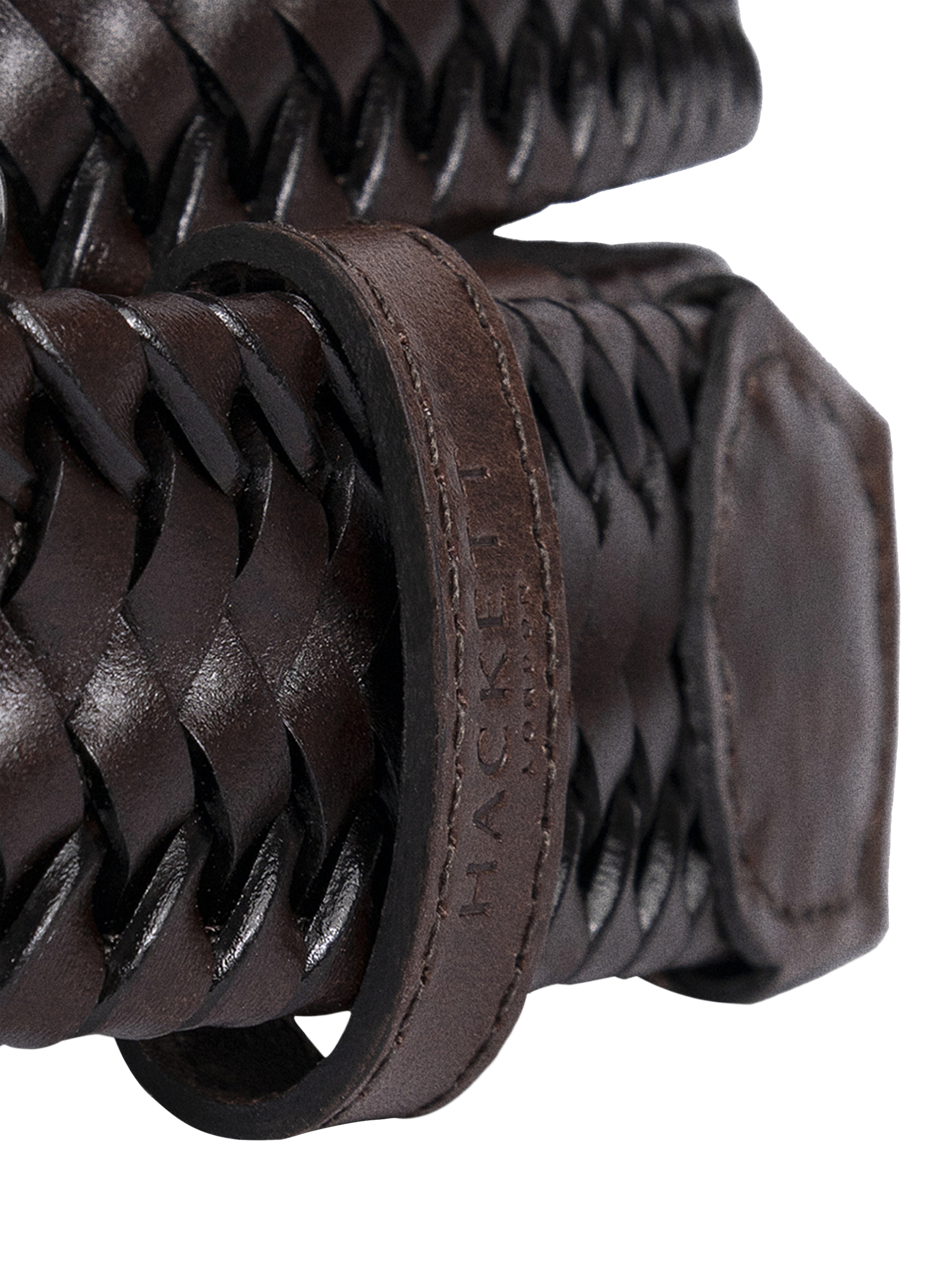 Product image 3 of 4, which shows Hackett London Leather Plaited Belt, Brown, S