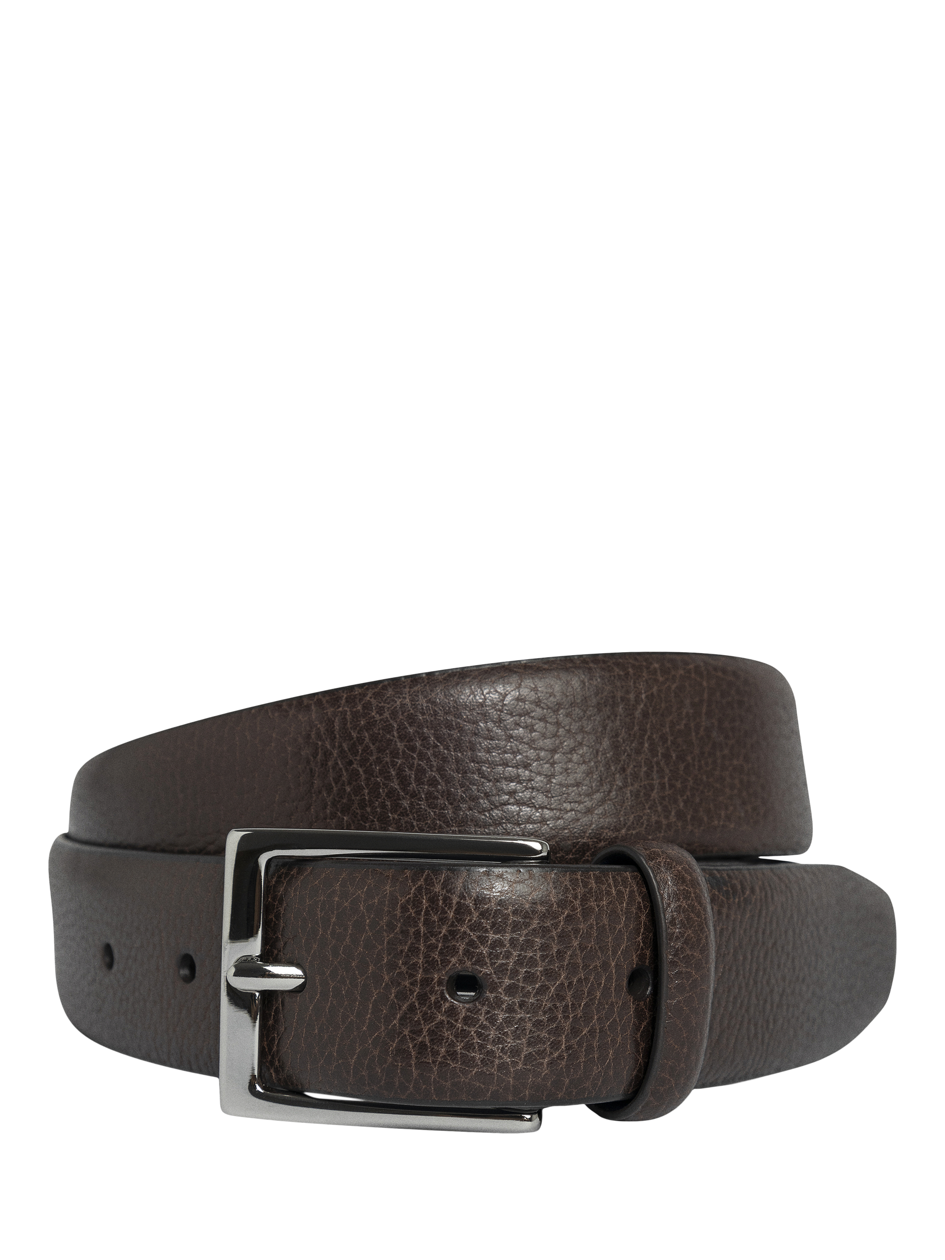Product image 1 of 4, which shows Hackett London Leather Belt, Dark Brown, 28