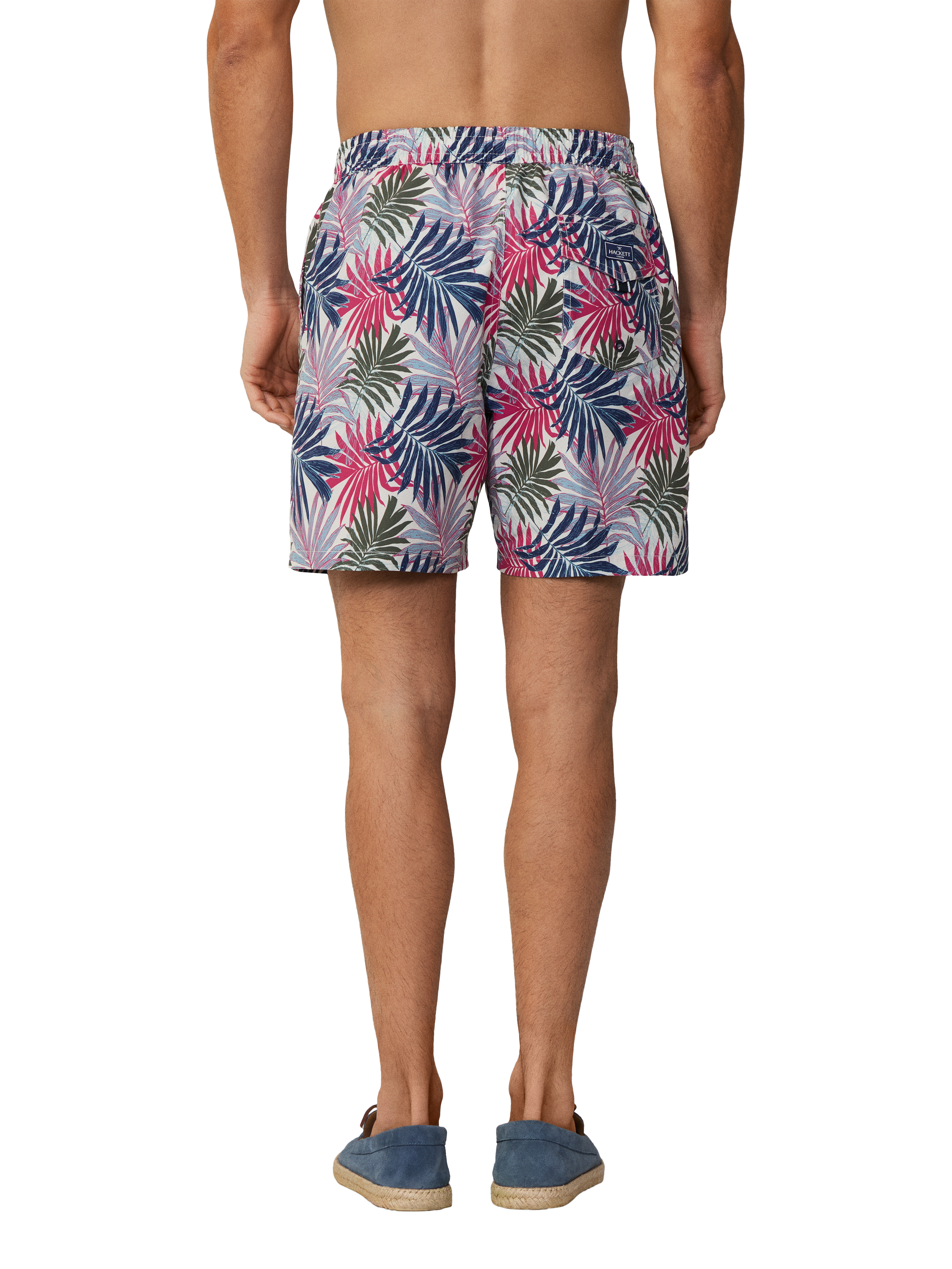 Product image 3 of 7, which shows Hackett London Regular Fit Jungle Print Swim Shorts, Optic White, L