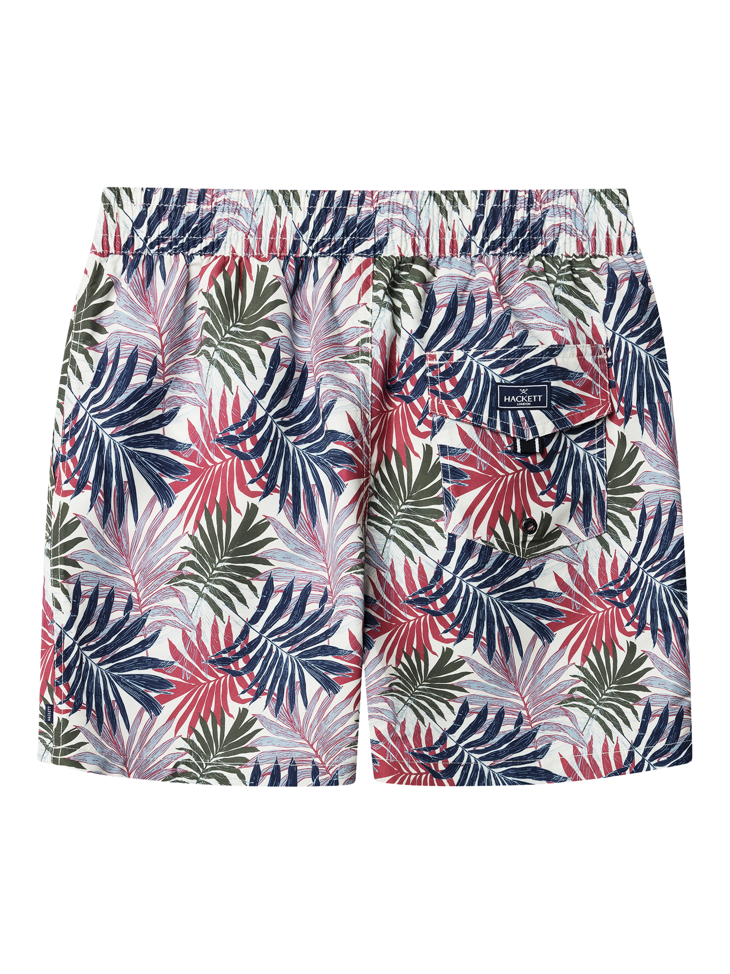 Product image 7 of 7, which shows Hackett London Regular Fit Jungle Print Swim Shorts, Optic White, L