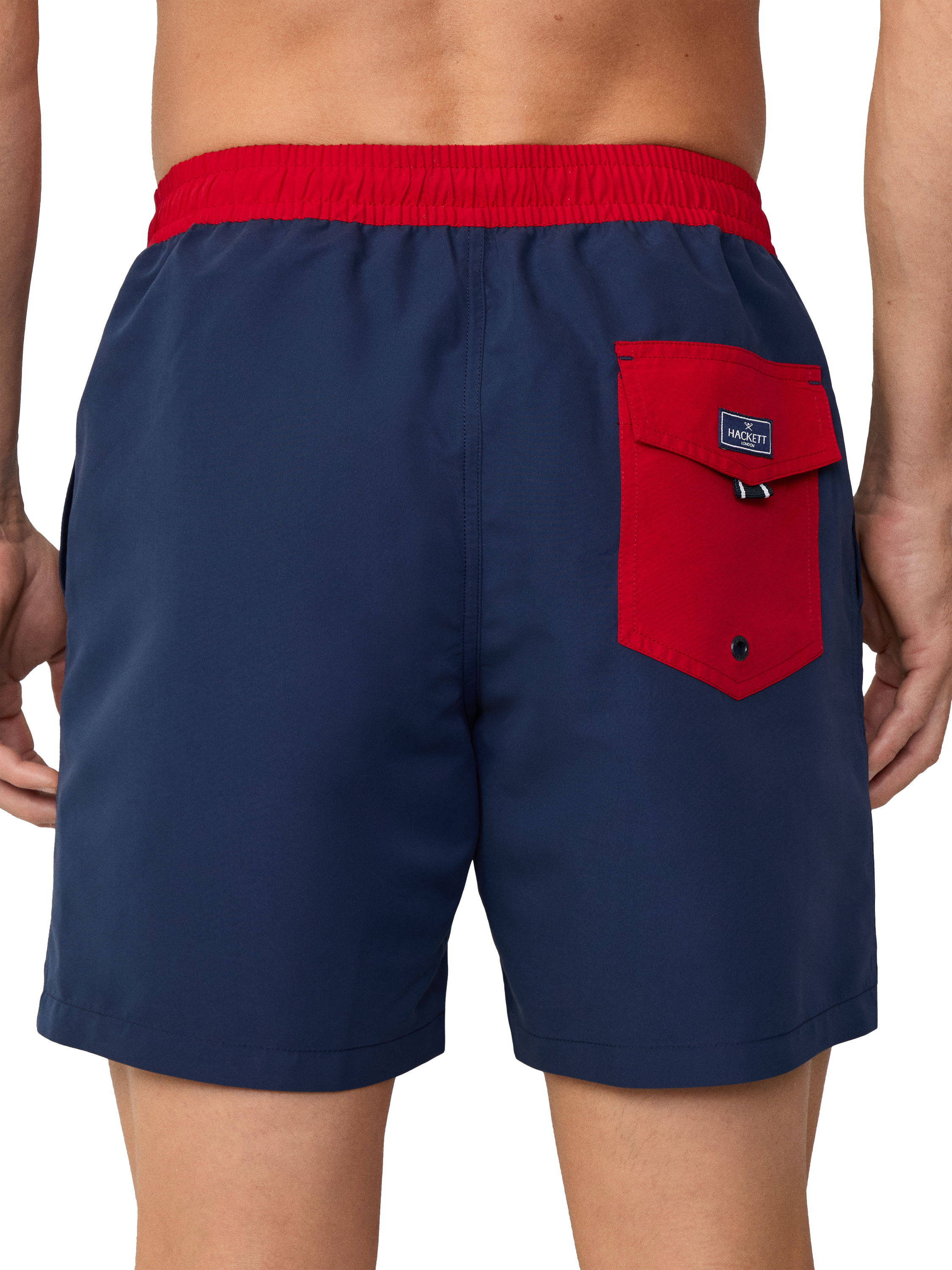 Product image 4 of 8, which shows Hackett London Regular Fit Branded Number Swim Shorts , Ink Blue, L