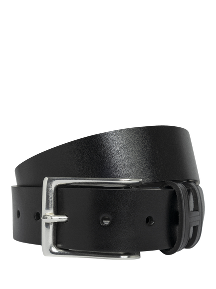 Hackett London Casual H Keeper Leather Belt, Black, Black