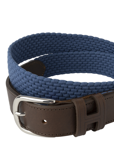 Hackett London Braided Leather Tip Belt - view 2, Mid Chambray