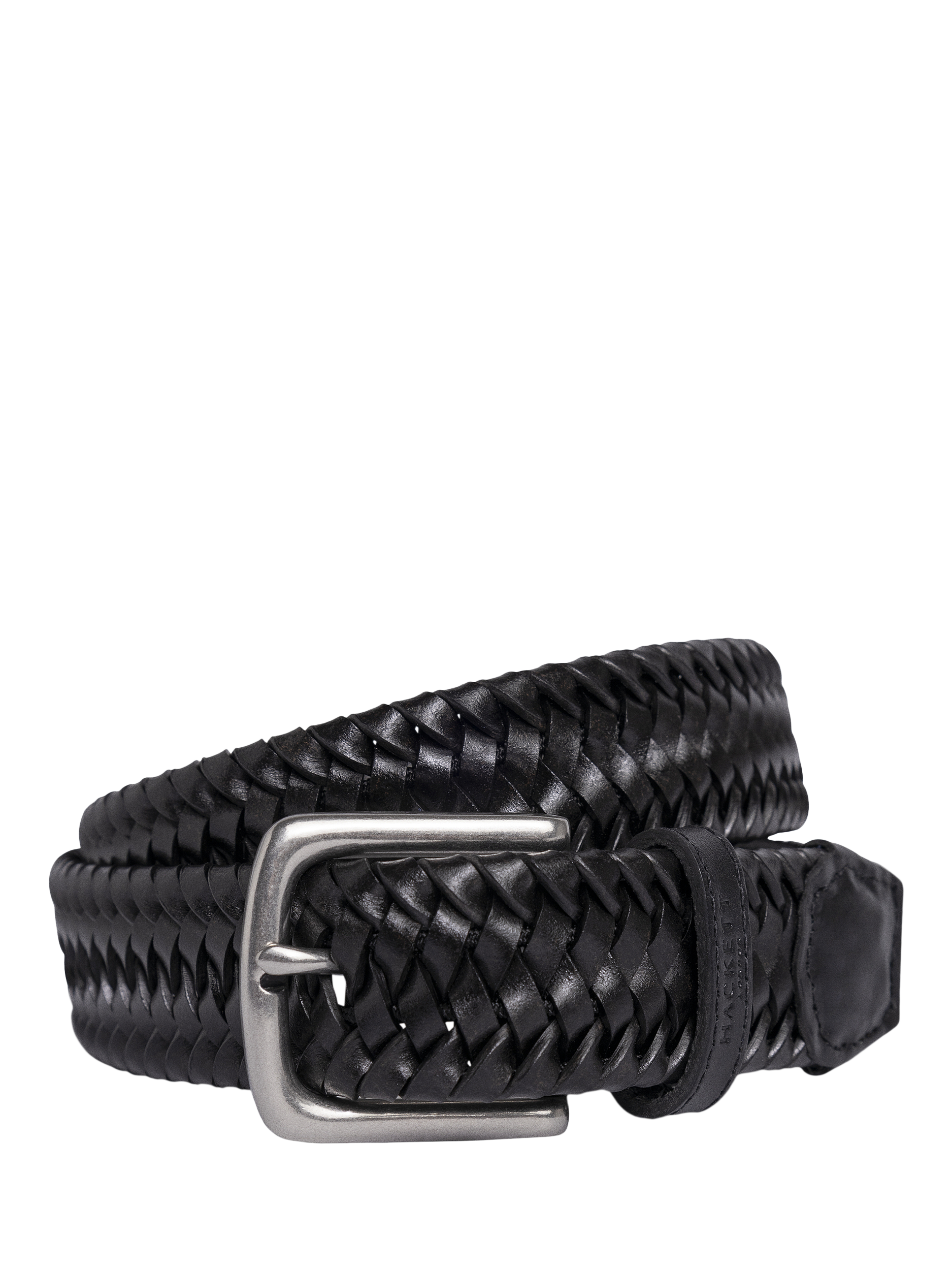 Product image 1 of 4, which shows Hackett London Braided Italian Leather Belt, Black, L