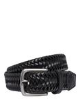 Hackett London Plaited Leather Belt, Black