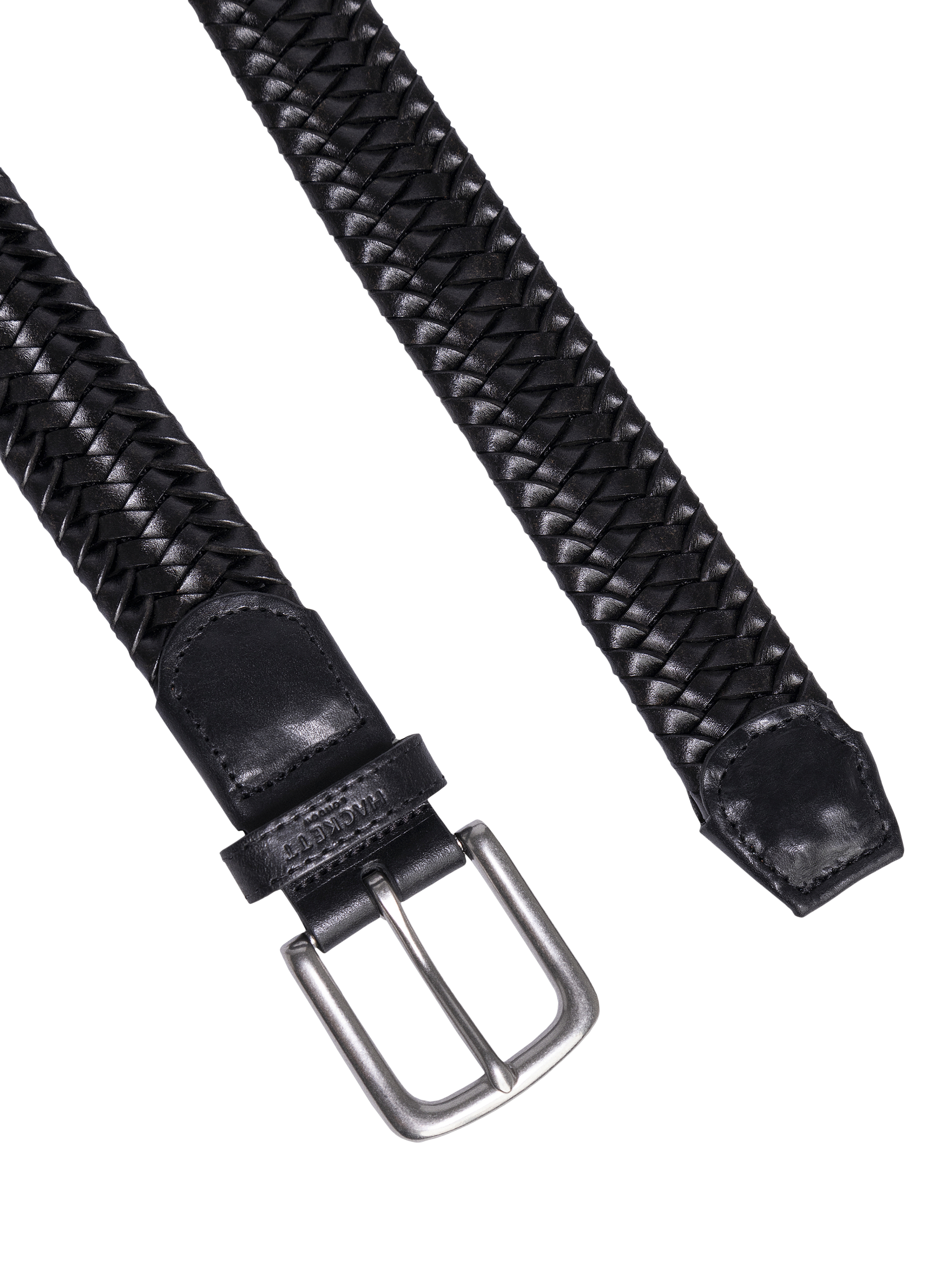 Product image 2 of 4, which shows Hackett London Braided Italian Leather Belt, Black, L