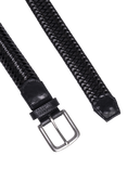 Hackett London Plaited Leather Belt, Black