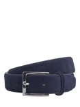 Hackett London Suede Feather Edge Belt, Navy, Chocolate Brown
