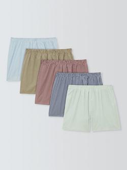 John Lewis Check Cotton Boxers, Pack of 5, Multi