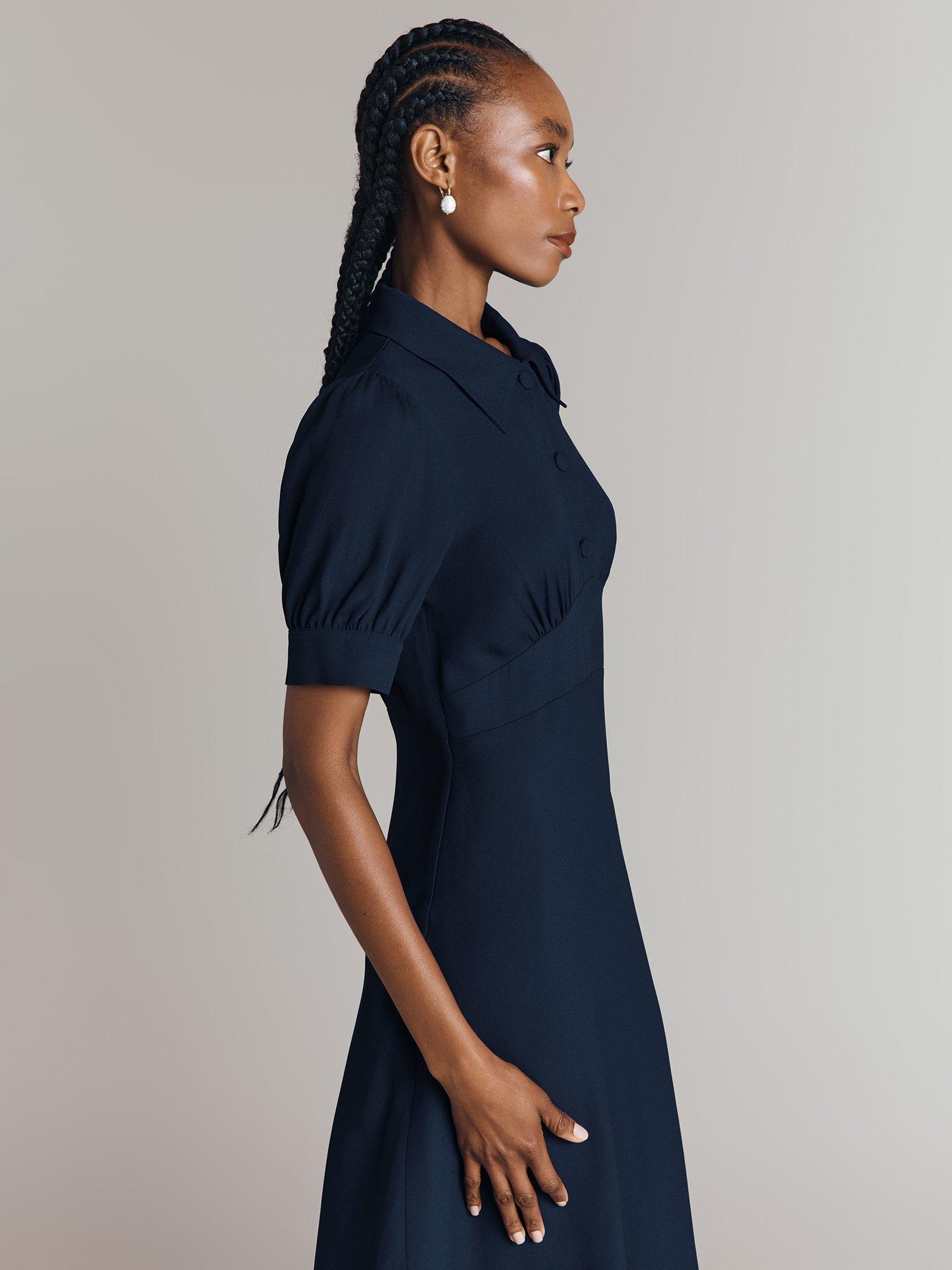 Product image 3 of 4, which shows Ghost Wilma Shirt Midi Dress, Navy, XS