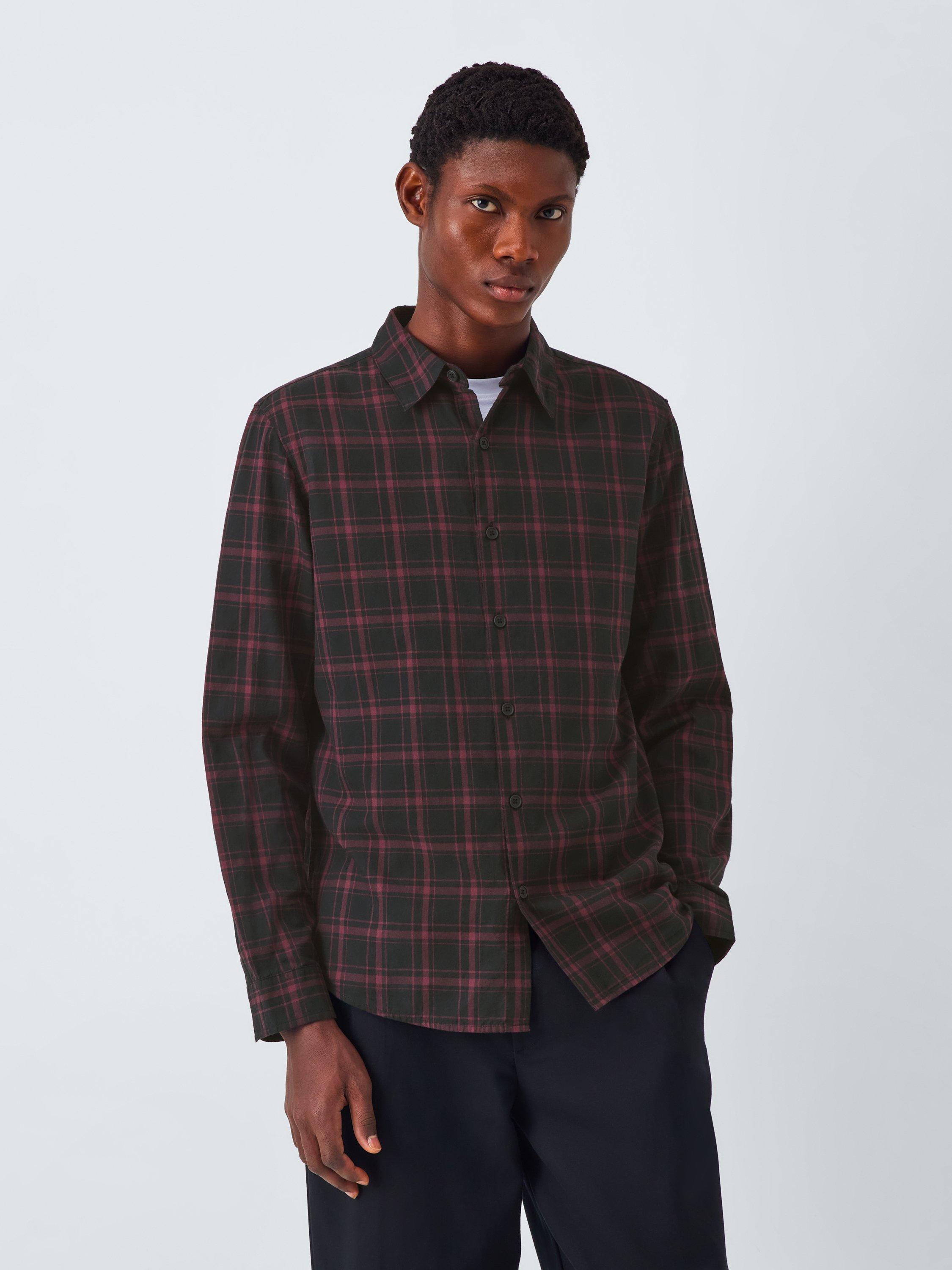 Product image 1 of 6, which shows Kin Check Cotton Shirt, Black/Catawba Grape, S