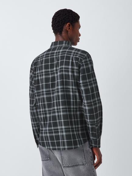 Kin Check Cotton Shirt - view 2, Black/Heather