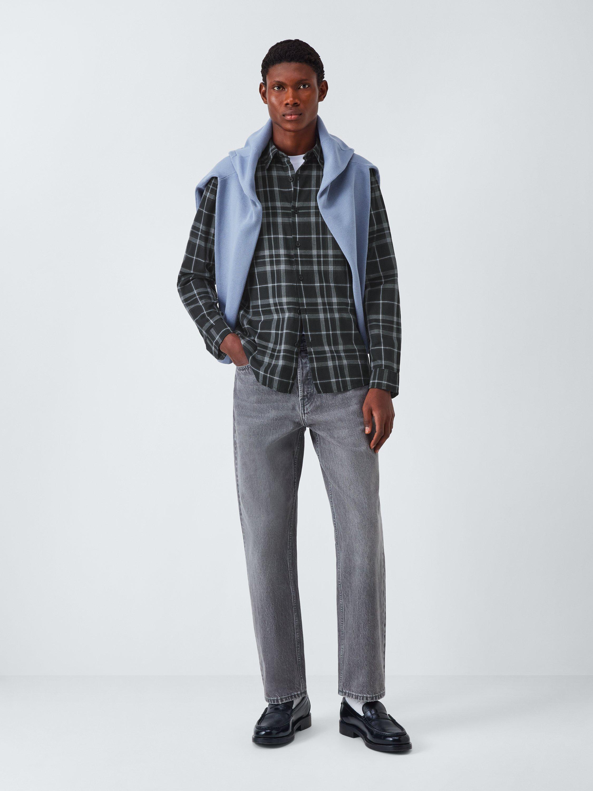 Product image 3 of 6, which shows Kin Check Cotton Shirt, Black/Heather, S