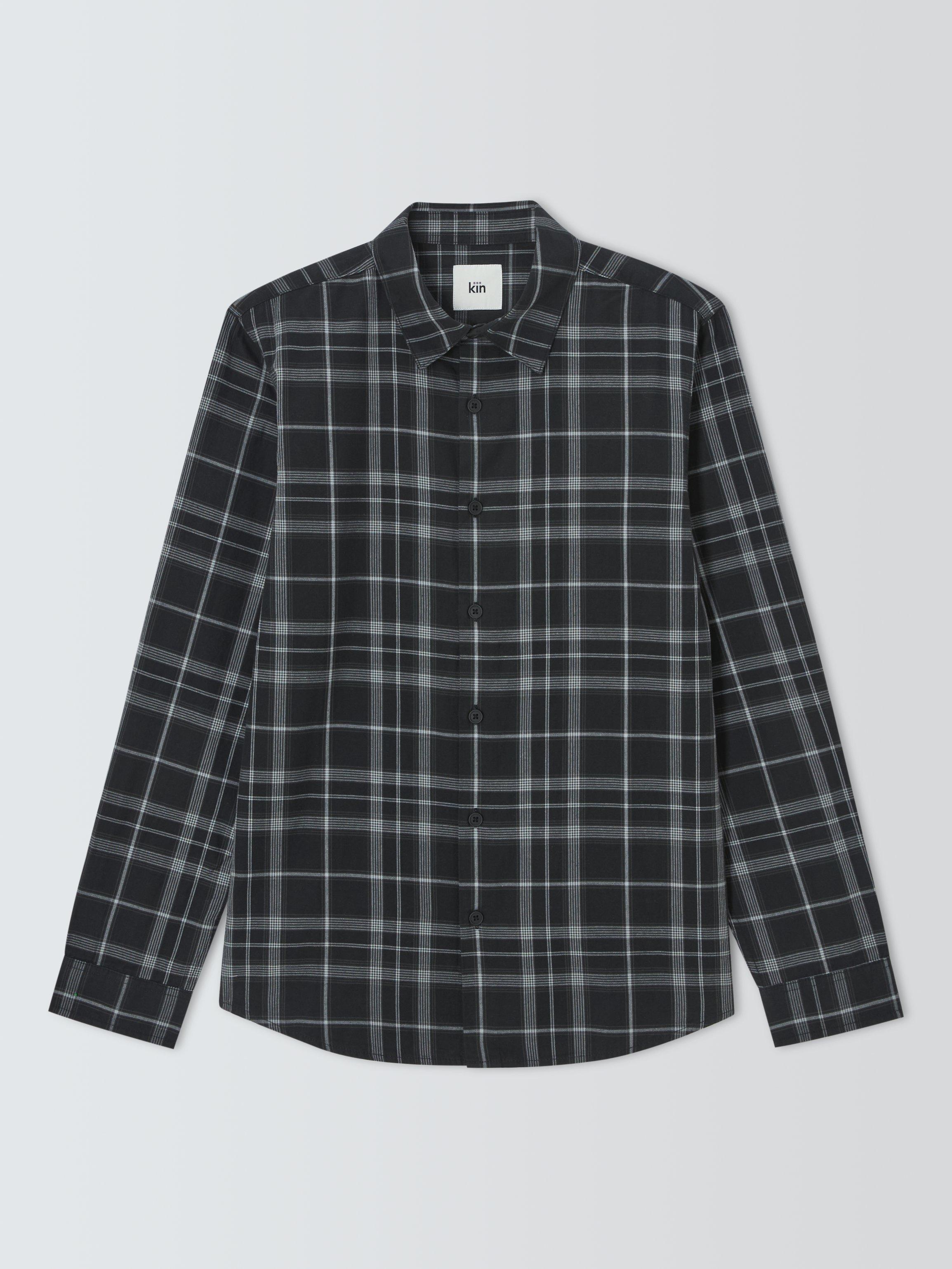 Product image 4 of 6, which shows Kin Check Cotton Shirt, Black/Heather, S