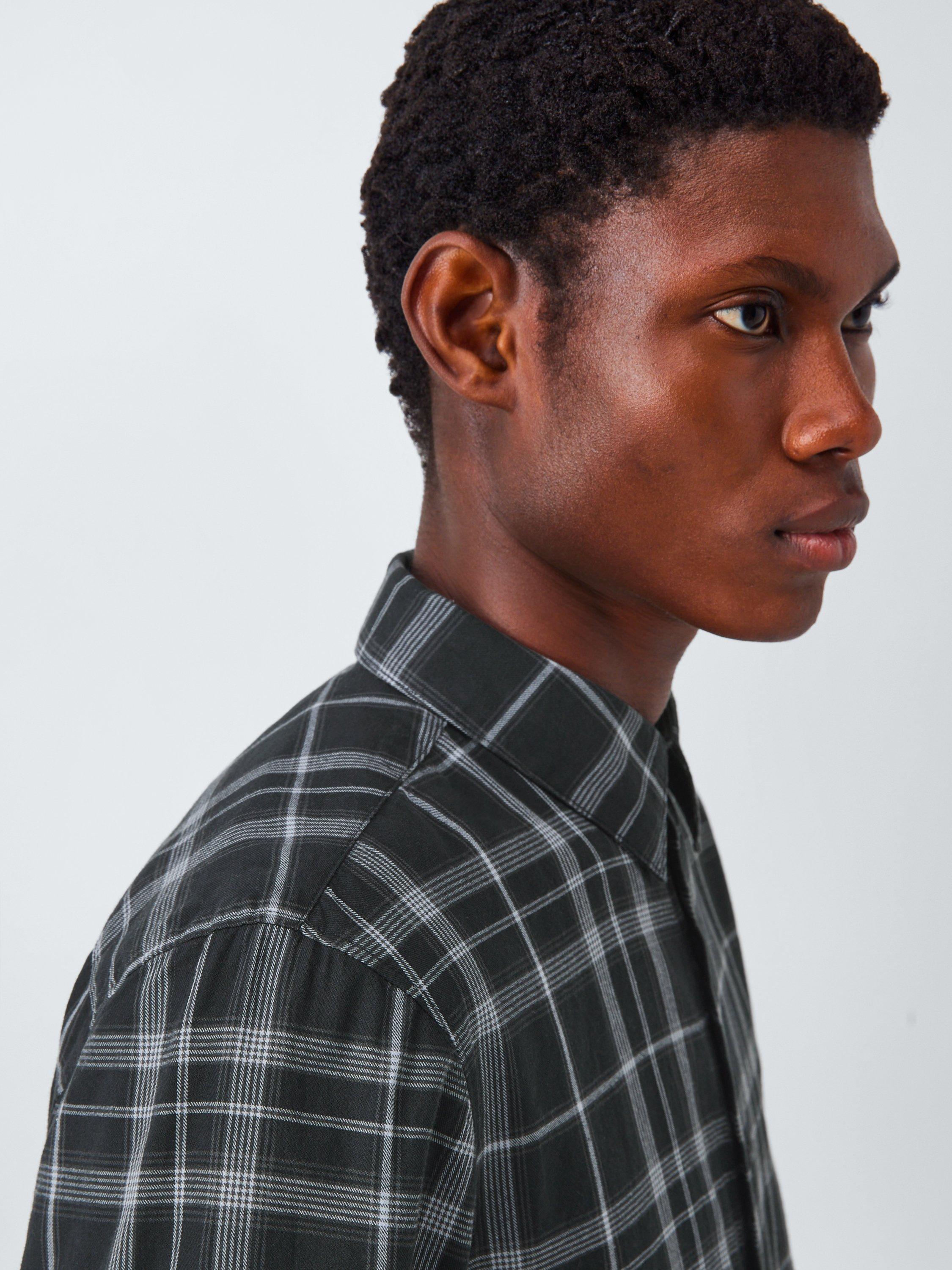 Product image 5 of 6, which shows Kin Check Cotton Shirt, Black/Heather, S