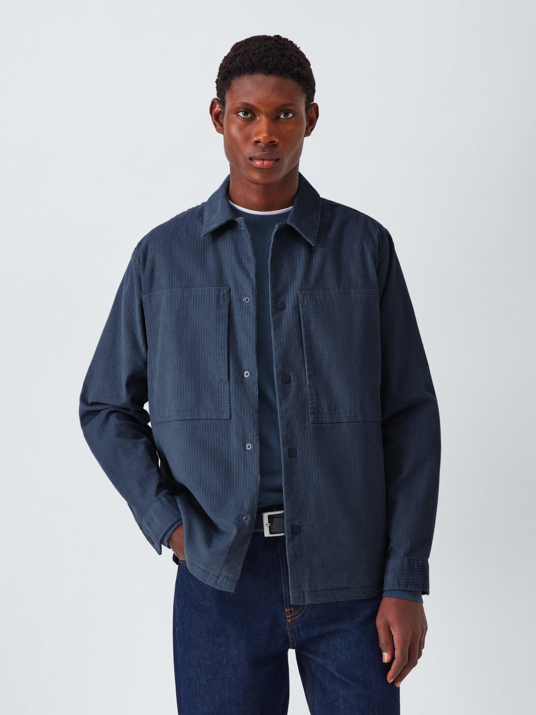 Product image 1 of 6, which shows Kin Corduroy Overshirt, Dark Sapphire, S