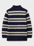 Crew Clothing Kids' Rope Cable Knit Half Zip Jumper, Navy Blue