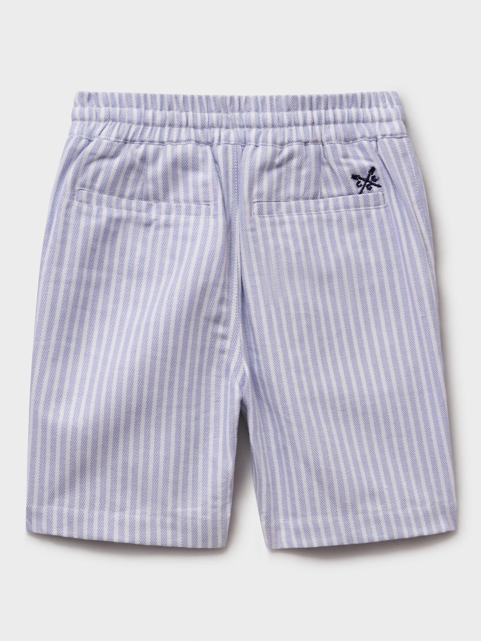 Product image 3 of 4, which shows Crew Clothing Kids' Twill Striped Shorts, Mid Blue, 8-9 years