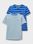 Crew Clothing Kids' Cotton Crew Neck Relaxed T-Shirt, Pack of 2, Multi Blue