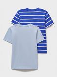 Crew Clothing Kids' Cotton Crew Neck Relaxed T-Shirt, Pack of 2, Multi Blue