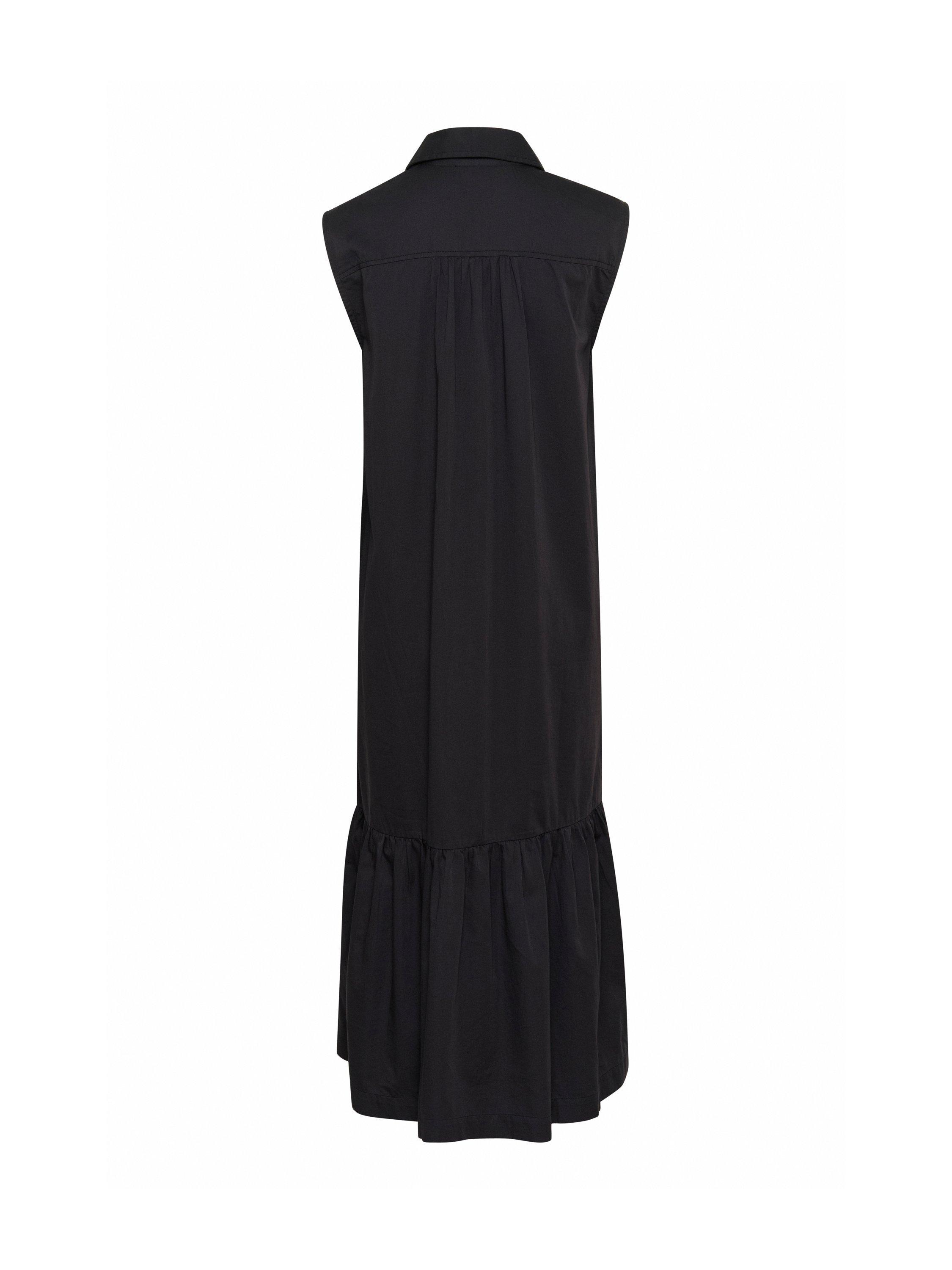 Product image 5 of 11, which shows Soaked In Luxury Bamone Cotton Sleeveless Midi Shirt Dress, Black, S