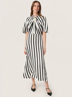 Soaked In Luxury Clero Miria Stripe Midi Dress, Black/White, Black/White
