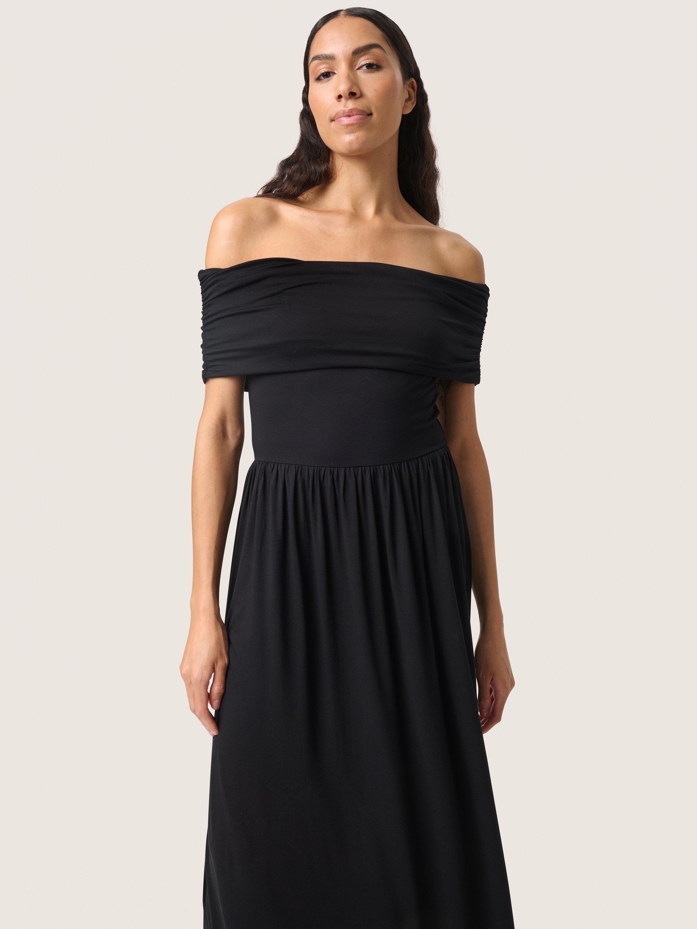 Product image 1 of 6, which shows Soaked In Luxury Hanadi Off Shoulder Dress, Black, XS