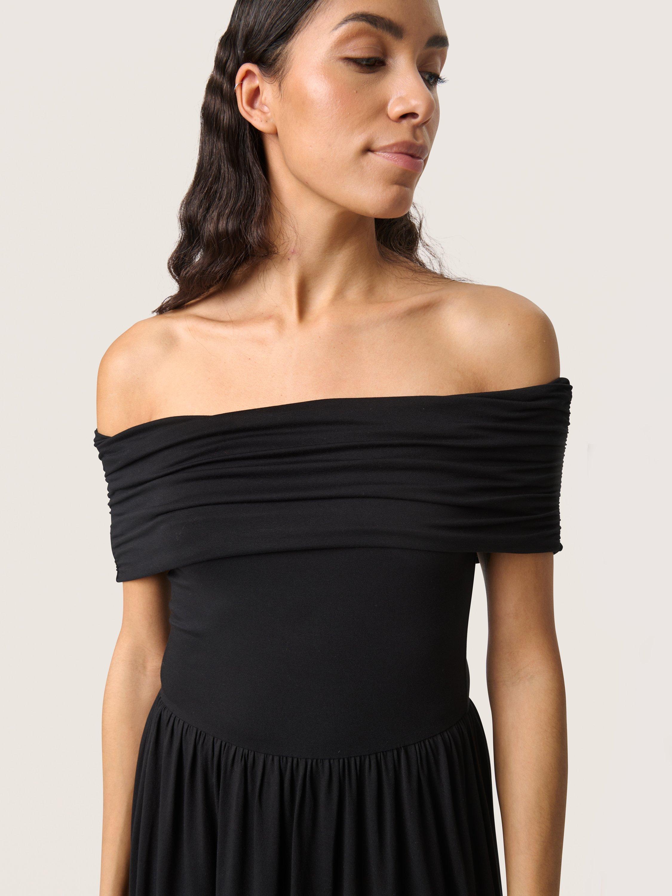 Product image 4 of 6, which shows Soaked In Luxury Hanadi Off Shoulder Dress, Black, XS