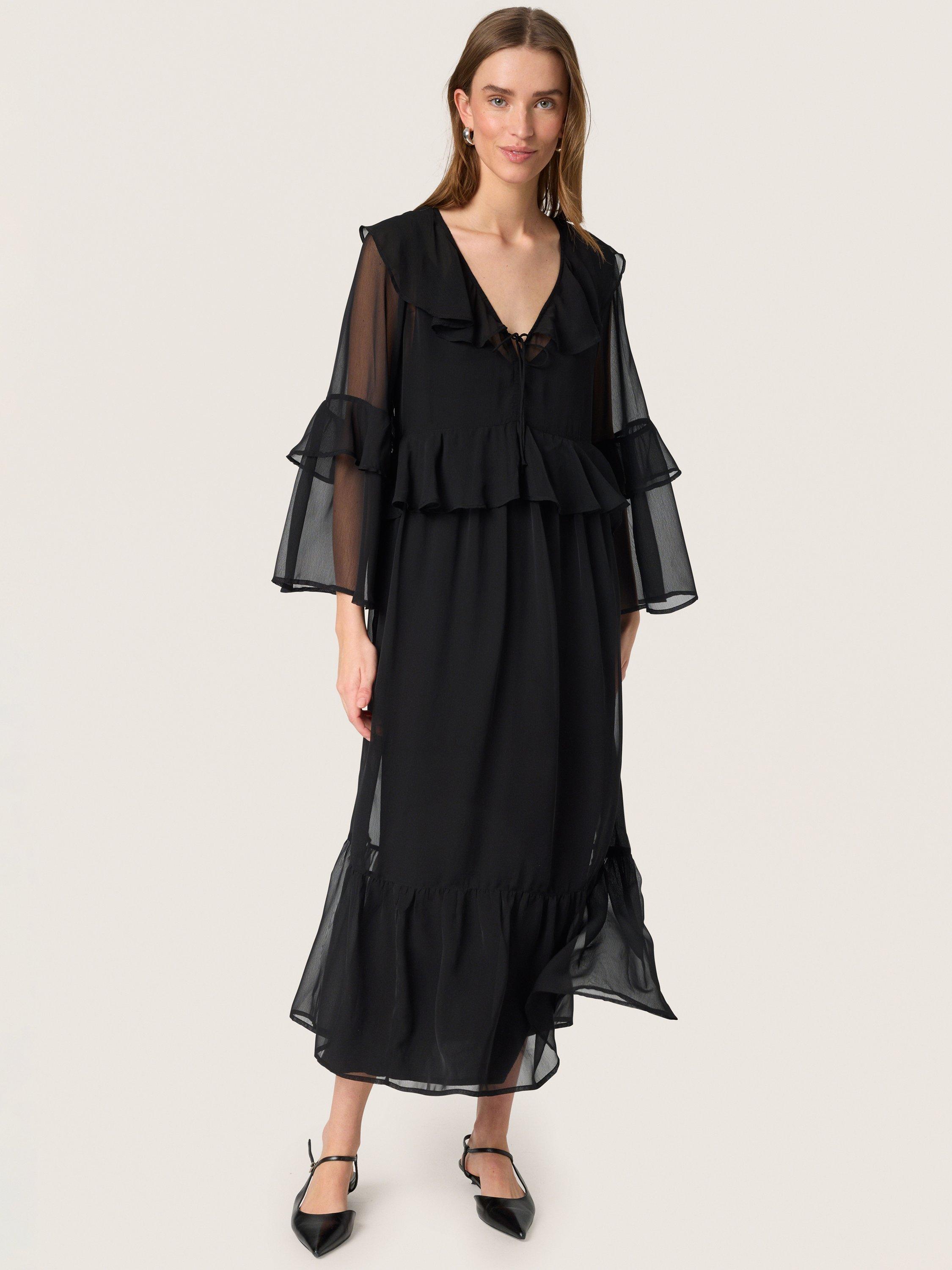 Product image 1 of 3, which shows Soaked In Luxury Jatessan Frilled Dress, Black, XS