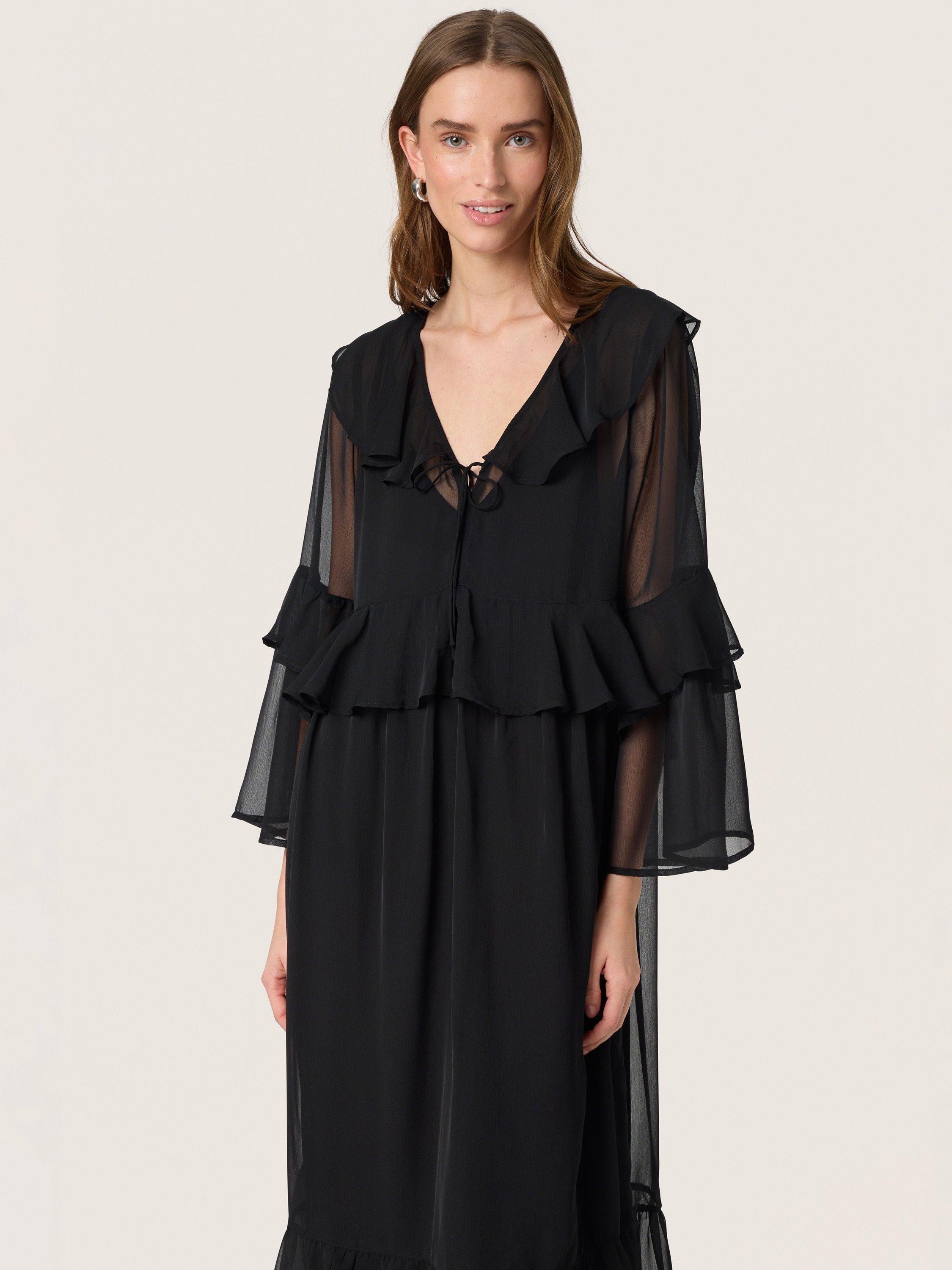 Product image 2 of 3, which shows Soaked In Luxury Jatessan Frilled Dress, Black, XS