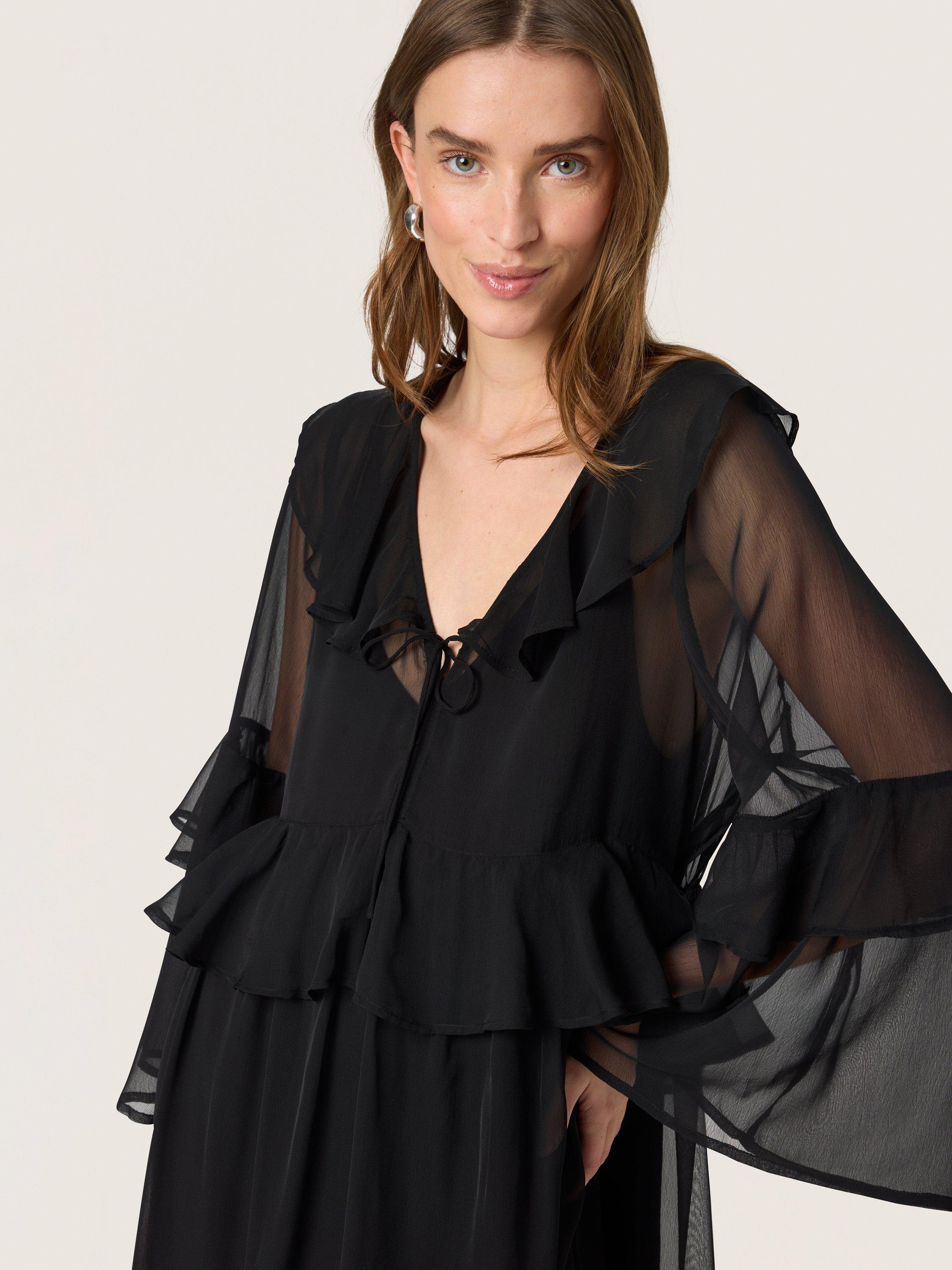 Product image 3 of 3, which shows Soaked In Luxury Jatessan Frilled Dress, Black, XS