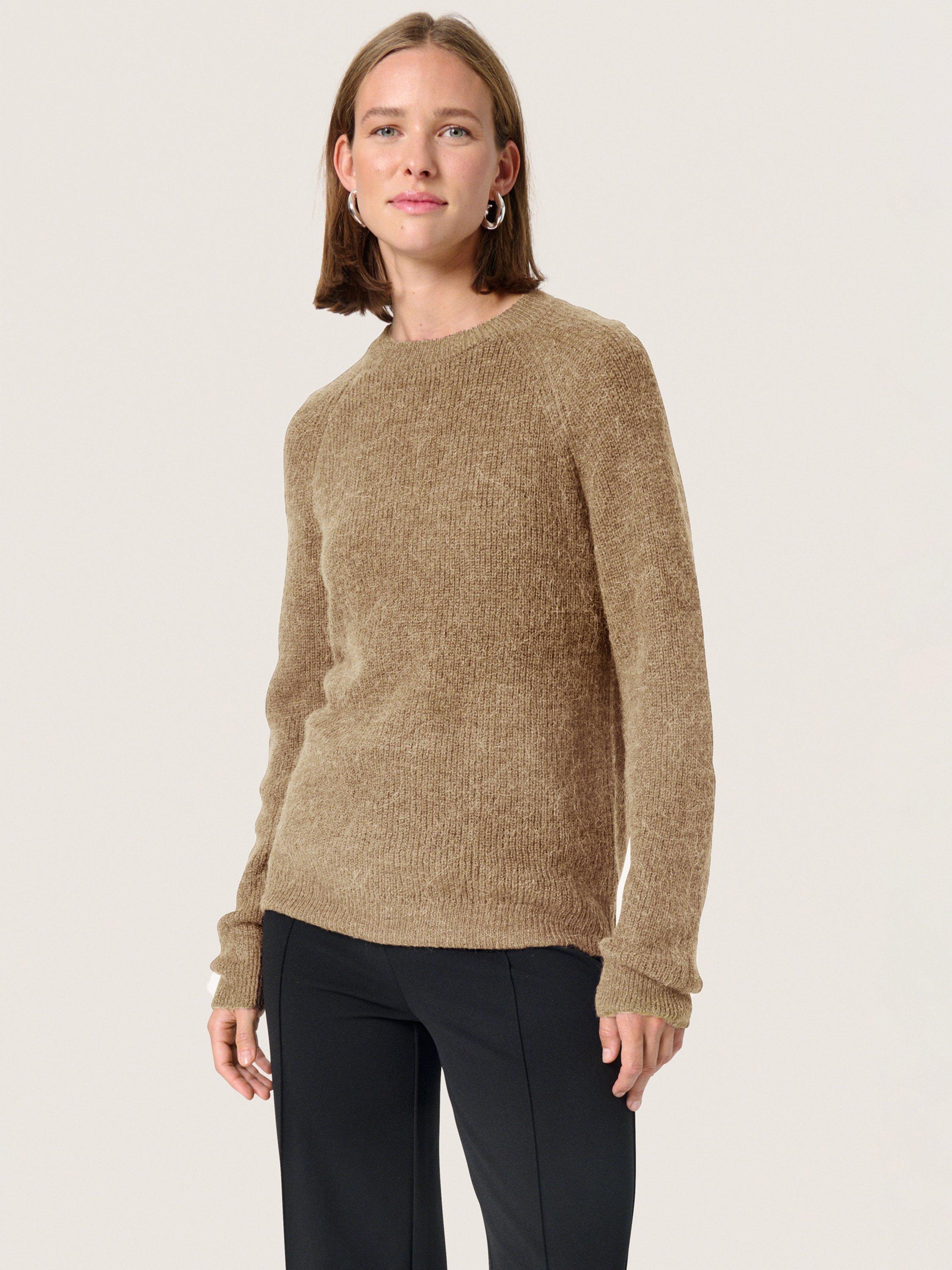 Product image 1 of 6, which shows Soaked In Luxury Tuesday Ribbed Knit Jumper, Beige, XS
