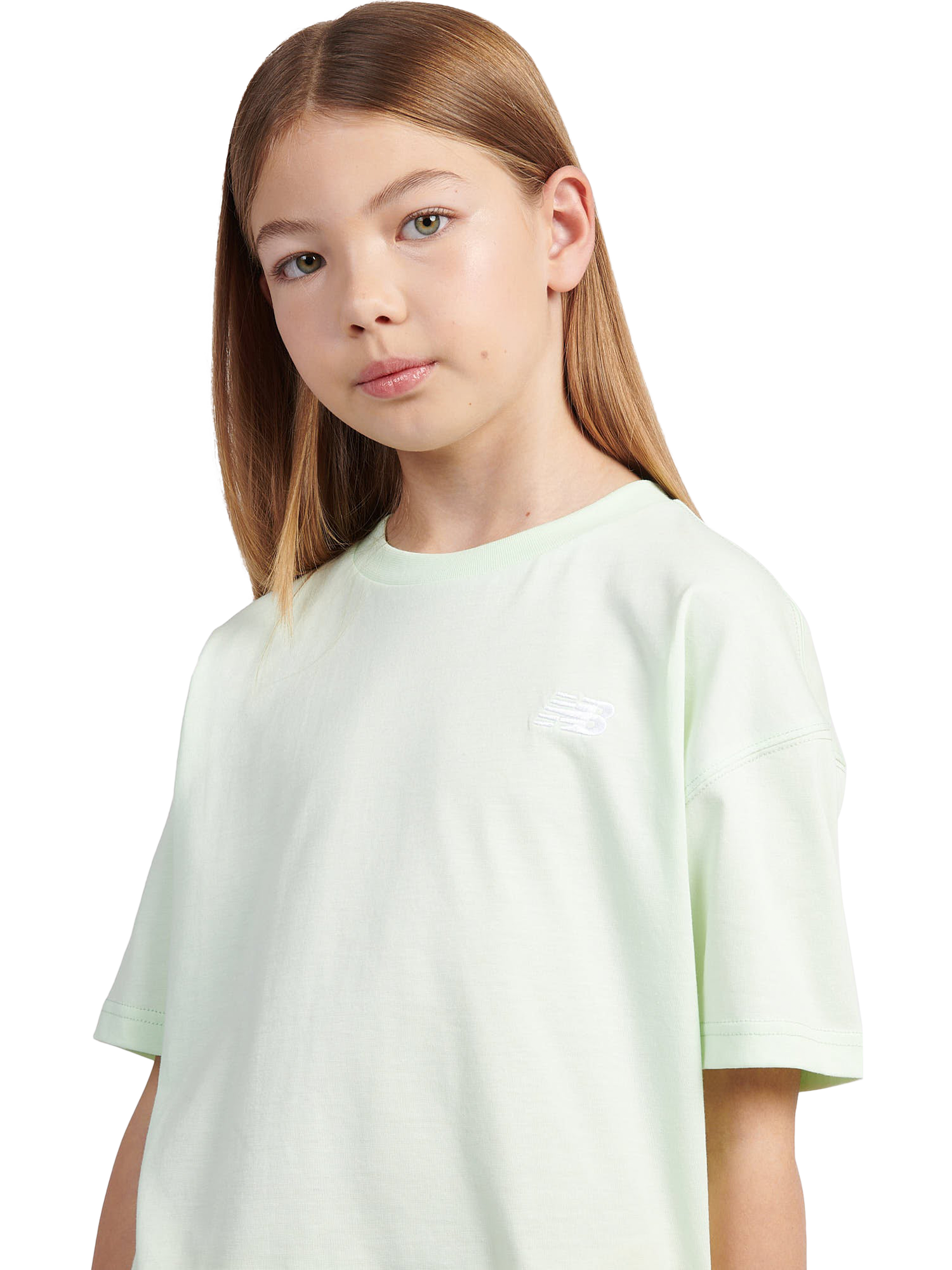 Product image 4 of 8, which shows New Balance Kids' Jersey Small Logo T-Shirt, Melon Water, 7-8 years