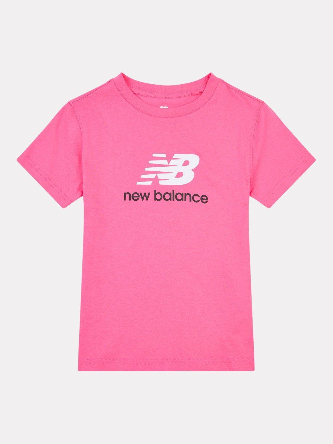 Product image 1 of 3, which shows New Balance Kids' Jersey Stacked Logo T-Shirt, Dragon Berry, 7-8 years